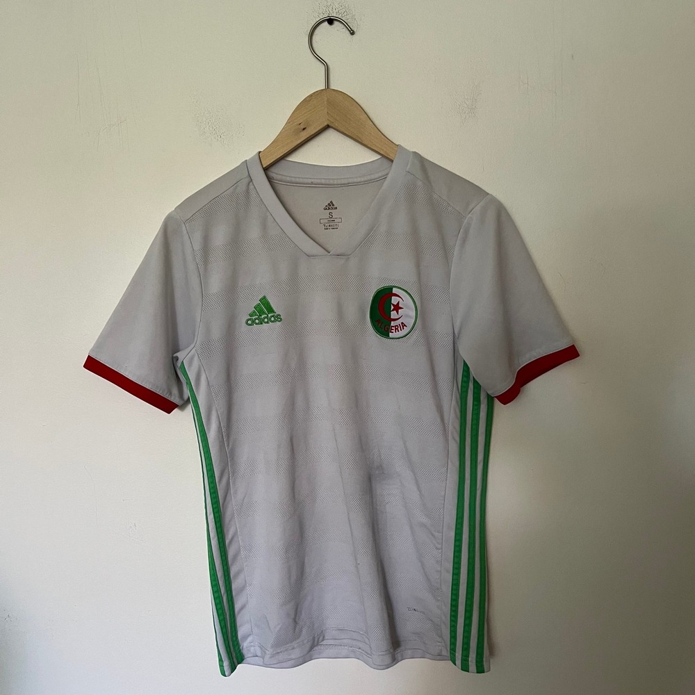 Adidas Algeria National Team Climalite Soccer Jersey White Green Mens Small